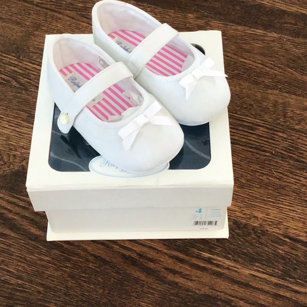 Ralph Lauren white canvas crib shoes infant 4